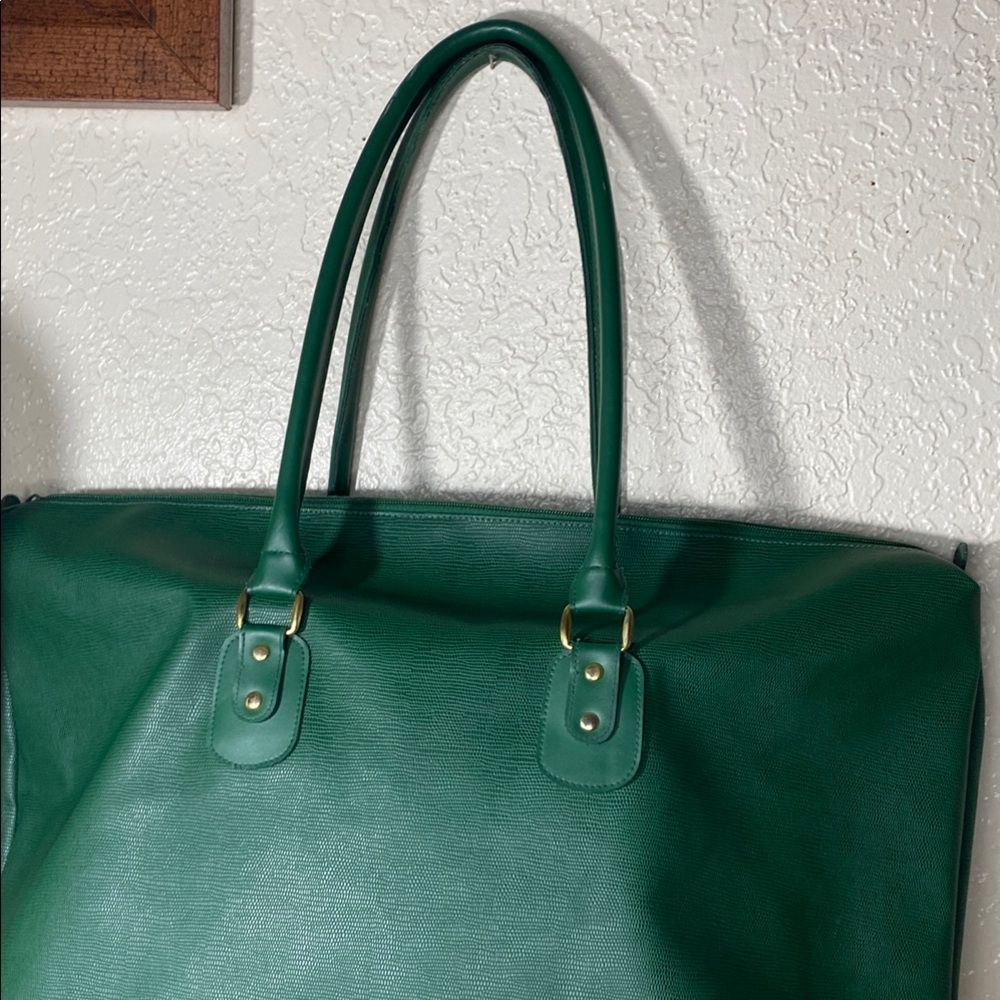Christian Dior perfume vintage Green PVC Tote weekender bag, with Gold Accents - Picture 7 of 10